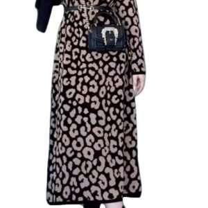 Robe en maille à motifs Podyumplus, col rond - noire